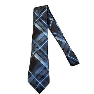 Calvin Klein Black/Gray/Blue Plaid Tie